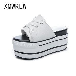 Шлепанцы XMWRLW женские массивные, обувь на платформе и высоком каблуке, пляжные тапочки, полутуфли, лето 2020