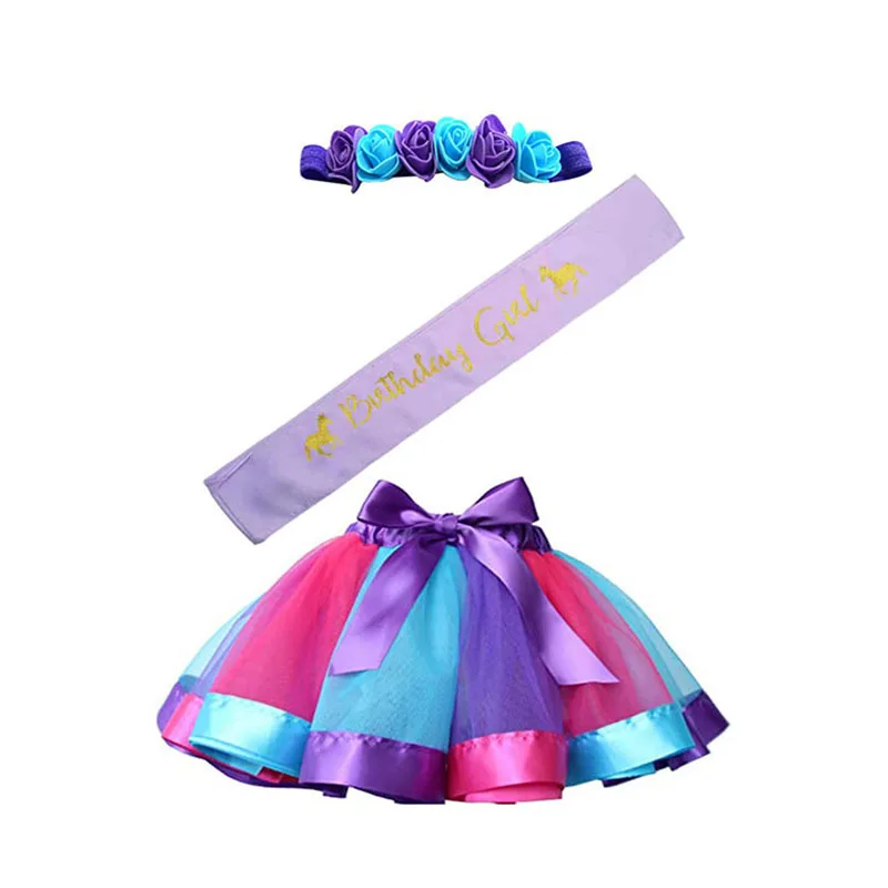 

3Pcs/Set Multicolor 5colors Girls Costumes Dances Hair Accessories Shoulder Strap Princess Tutu Skirt 2-8 Years Old