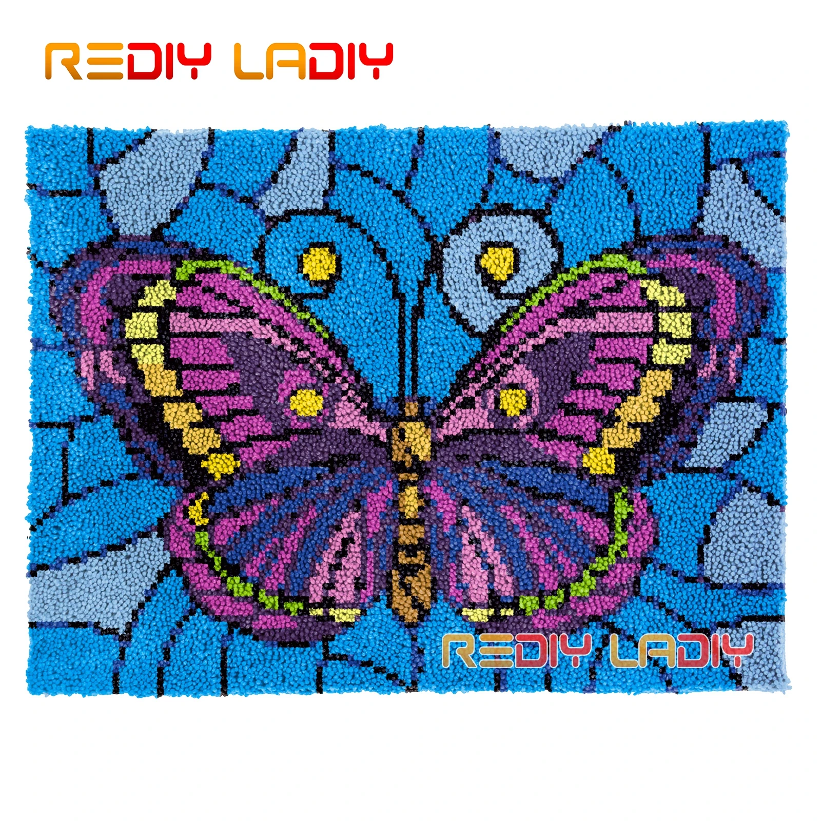 

Набор ковровых покрытий с защелкой синяя фиолетовая бабочка сиденье Подушка самодельный ковер крупная пряжа искусство вязание крючком гоб...