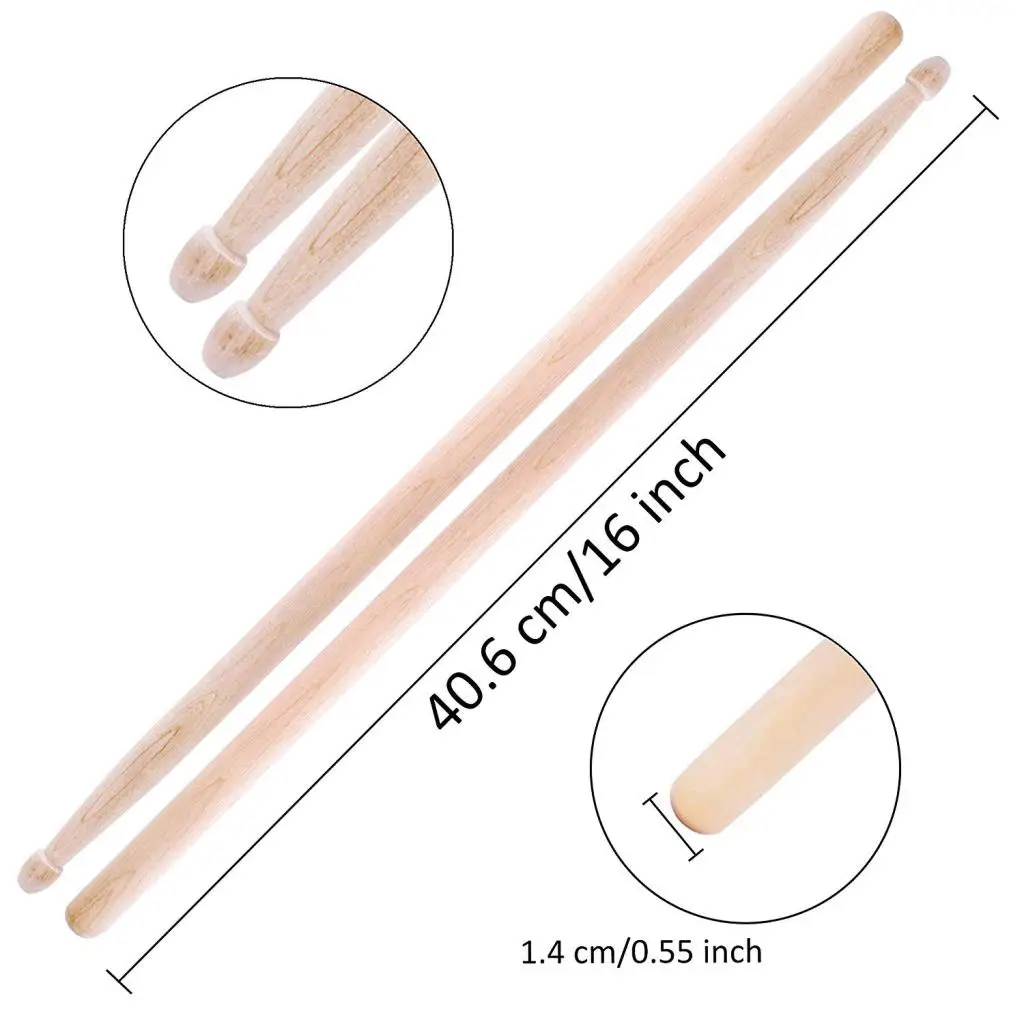

3 Pairs Wood Drum Sticks 5A Maple Drum Wire Brushes W/ Handle Comfortable
