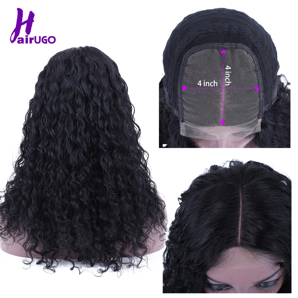 HairUGo малазийские 4*4 глубокие волнистые человеческие волосы парики для черных женщин 130% плотность короткие и длинные волосы Remy человеческие волосы на шнуровке парики