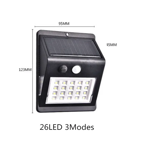 26led 3 modes Солнечная лампа светодиодный настенный солнечный светильник Открытый охранный светильник ing Ночной светильник с датчиком движения детектор для сада задняя дверь шаг - Испускаемый цвет: 26led 3 modes