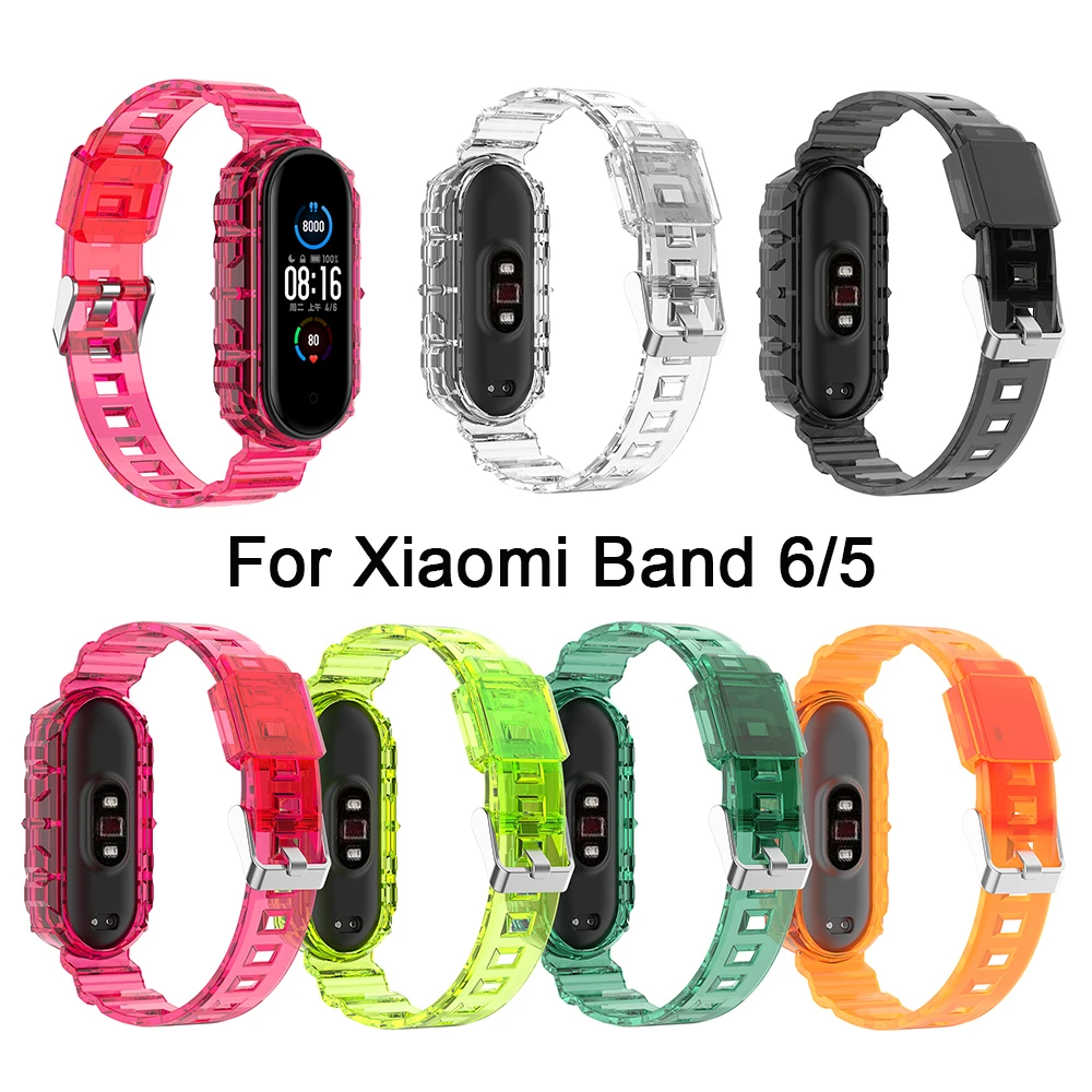 

Soft TPU Wristband Sport Strap For Xiaomi Mi Band 6/5 Replacement Wristband Transparent Smart Bracelet Accessory