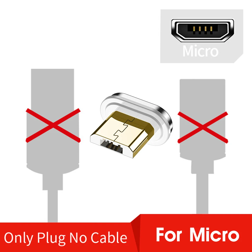 Micro USB Head Plug Магнитный кабель type-C для Xiaomi Redmi Note 8 Pro 8 T, кабель для быстрой зарядки и передачи данных, магнитное зарядное устройство, USB микро кабель для мобильного телефона - Цвет: Micro USB Head Plug