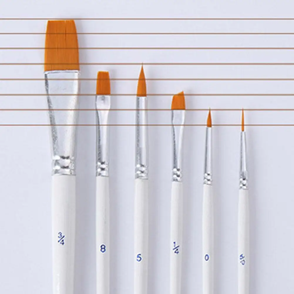 

6Pcs Painting Brushes Set Nylon Hair Artist Oil Painting Supplies School Drawing Student Art For Watercolor Brush Acrylic G2A8