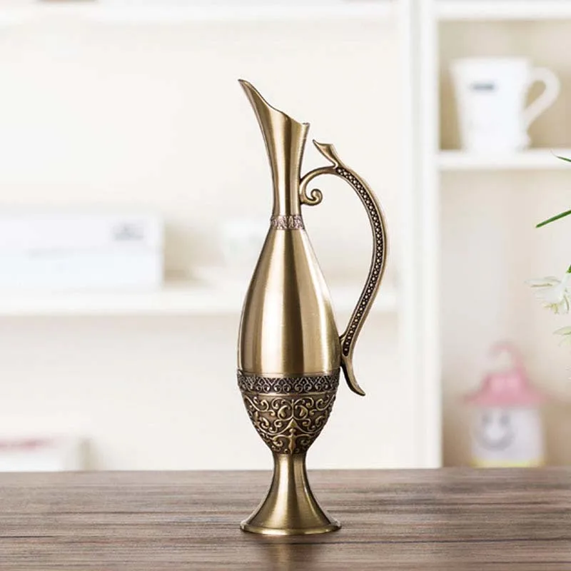 European Retro Bronze Flower Vase Creative Metal Copper Hydroponic Device Room Decor Ornament Home Decoration Accessories | Дом и сад