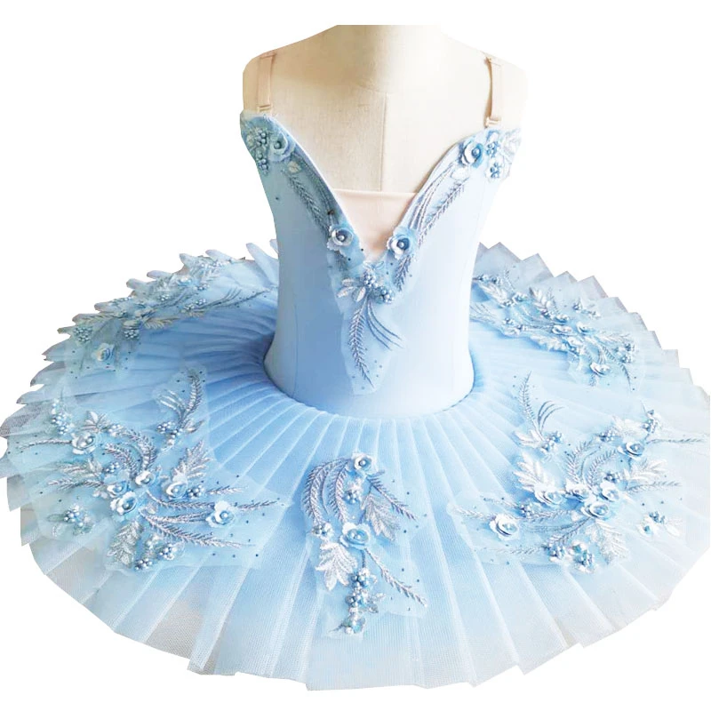 

Robe de ballet professionnelle bleu ciel, jupe de ballet classique pour homme et adulte, jupe à crêpes pour petite fille,