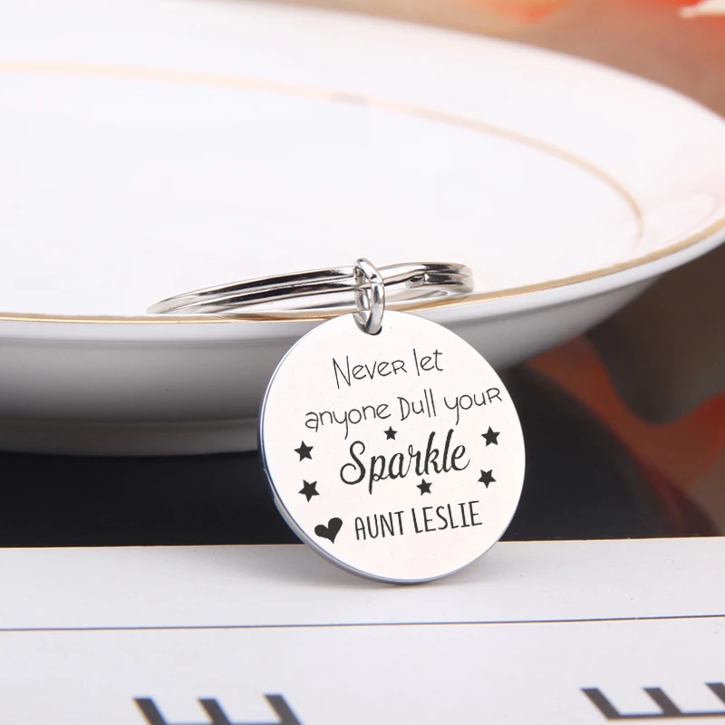 FLYANGEL заказное имя модная круглая цепочка для ключей племянница брелок с