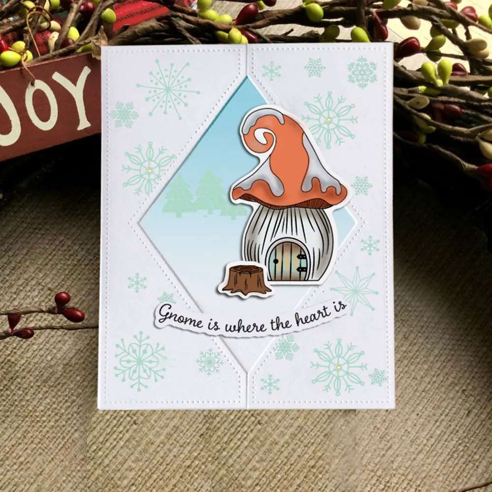 

Christmas Stamp and Dies Mushroom house Stamps Scrapbook Paper Transparent Clear Handmade Rubber Stamp for Card DIY Scrapbooking