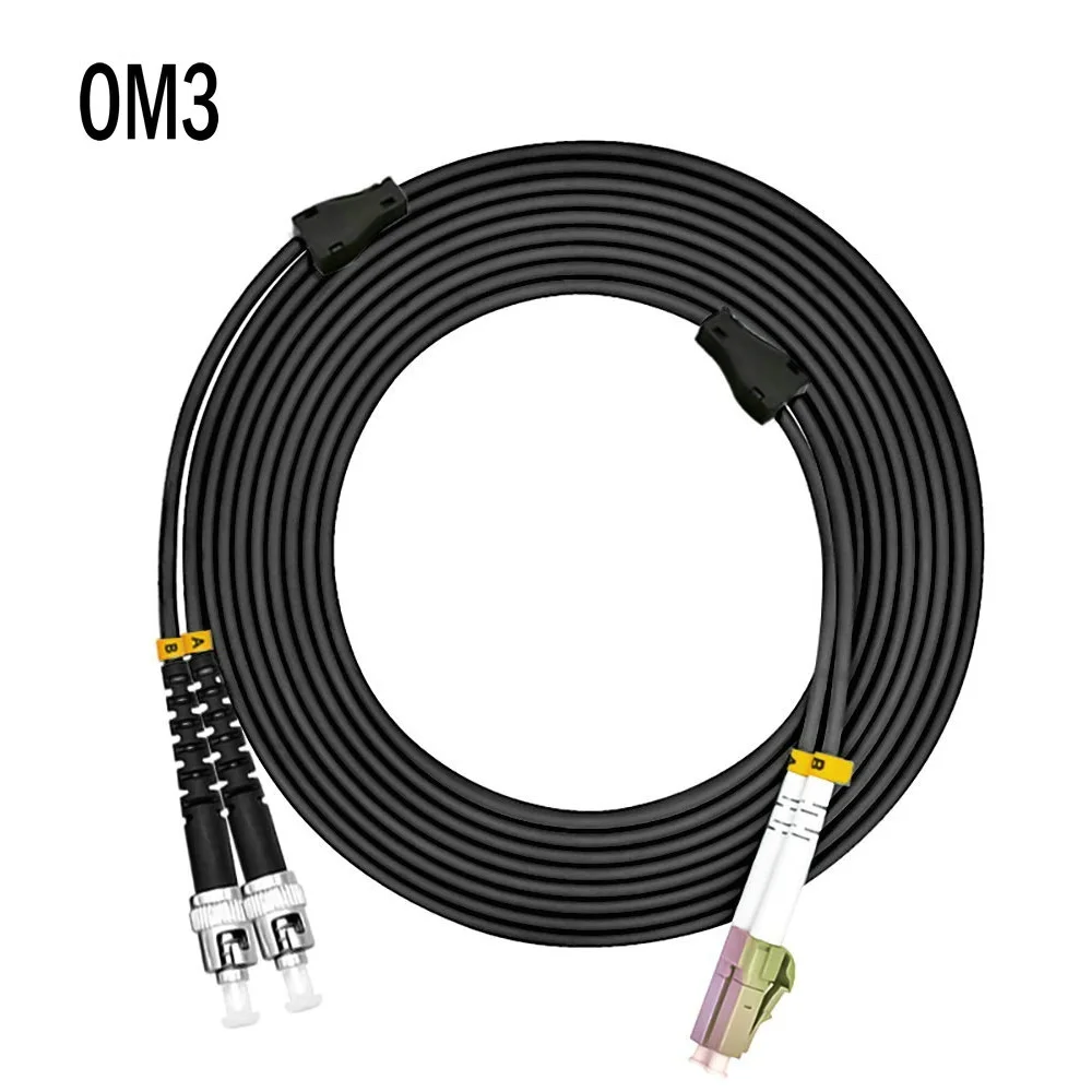 Outdoor Armored 40Meters LC-ST Duplex 10 Gigabit 50/125 Multimode Fiber Optical Cable OM3 Black 10GB LC to ST Patch Cord Jumper