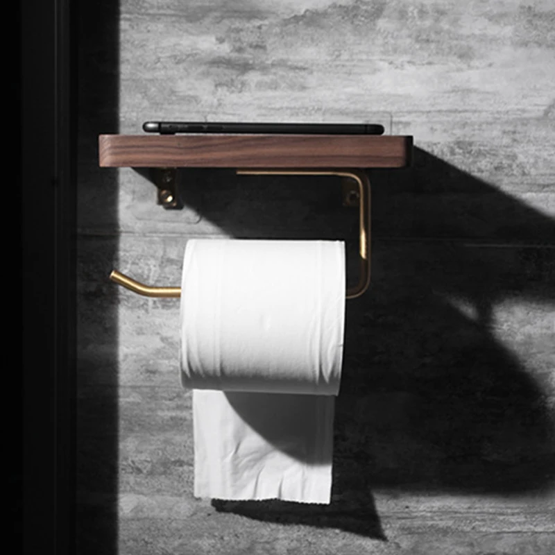 Креативный деревянный держатель для туалетной бумаги полка ванной комнаты