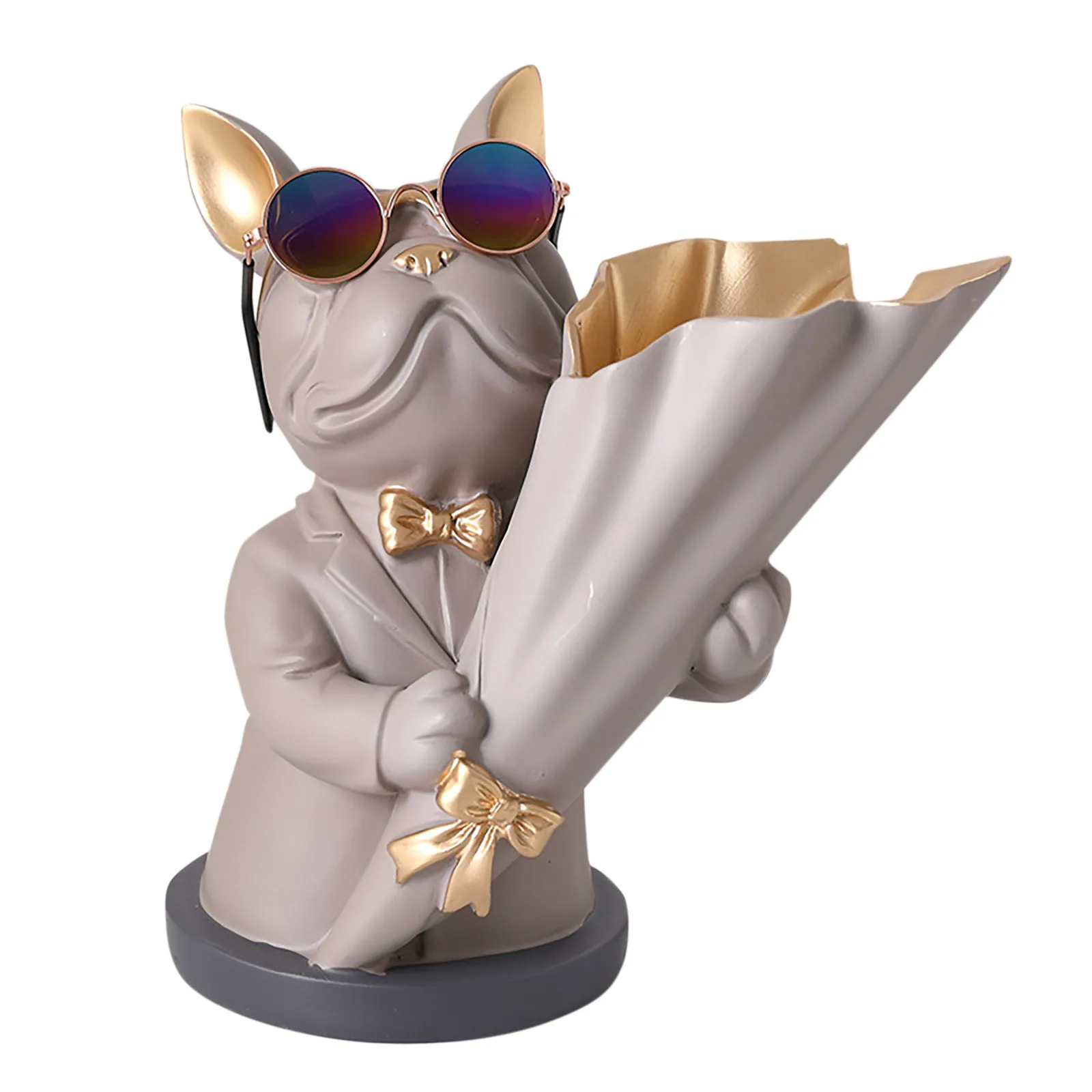 

Home Decoration Accessories Gift Art Sculpture Crafts Desk Storage Figurine Miniature Flower Arrangement Artist Dog Statue C6