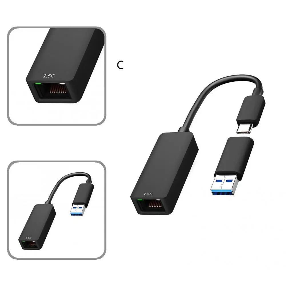 

Высокоскоростной прочный сетевой адаптер USB/Type-C 3,1 до RJ-45 2,5 Гбит/с USB