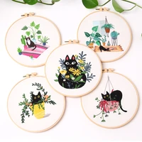 kitten embroidery kit love cat embroidery hoop color threads and tools easy embroidery patterns for beginner