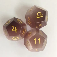 coffe brown cats eye stone dice constellation magic symbol astrology dice set zodiac sign tarot divination dice gem collection