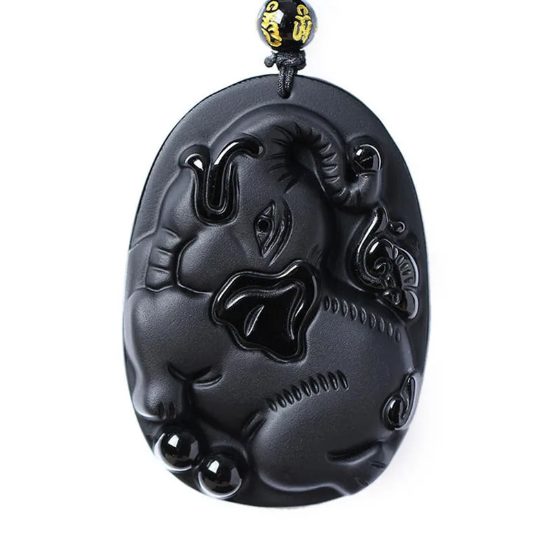 Продажа обсидиан слон кулон Модные ювелирные изделия мужской и женский