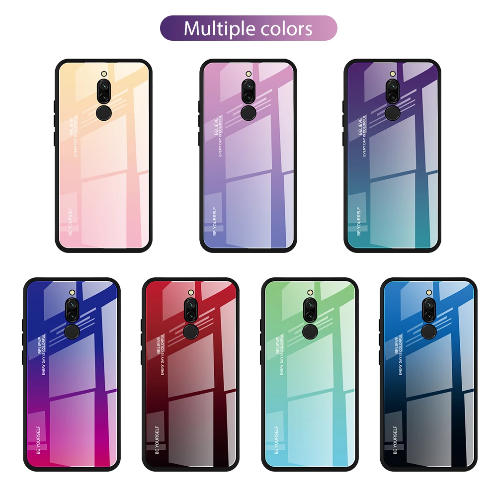 Для Xiaomi redmi 8 8A градиентный чехол из закаленного стекла силиконовая рамка жесткая