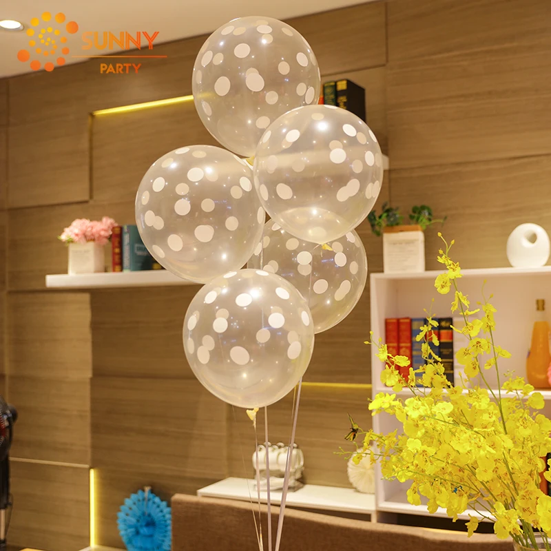 10pcs 12inch Transparent Bubble White Dot Latex Balloon Happy Birthday Star Moon Printed Balloons Festival Wedding Party Decor | Дом и сад