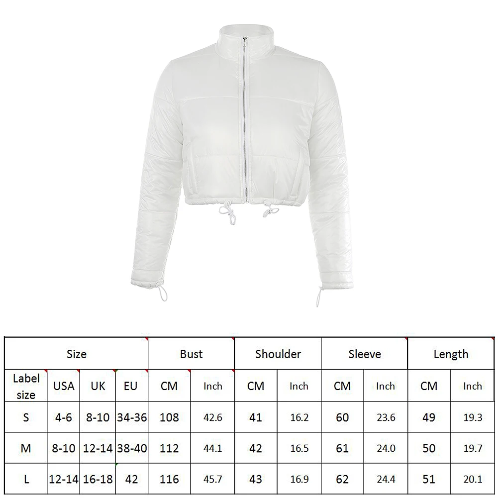 

Padded Winter Puffer Jacket Women Warm Long Sleeve Bubble Coat Thick Black White Casual Parka Korean Zipper Autumn