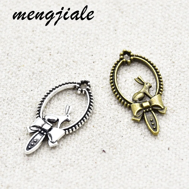 

20pcs Wholesale Two Color Rabbit Charms Zinc Alloy Metal Animals Pendants For DIY Handmade Jewelry Accessories Making 26*13mm