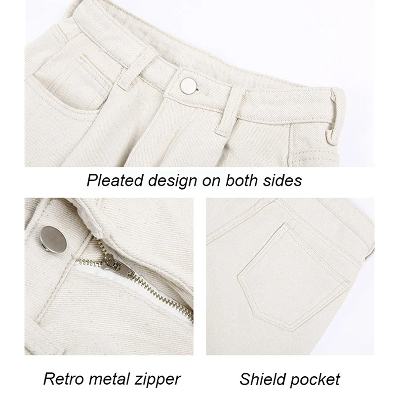 

Loose Straight Cotton Pants Women Light Washed Long Pants Thick High Waist Jeans New Korean Casual Pants Spring and Summer