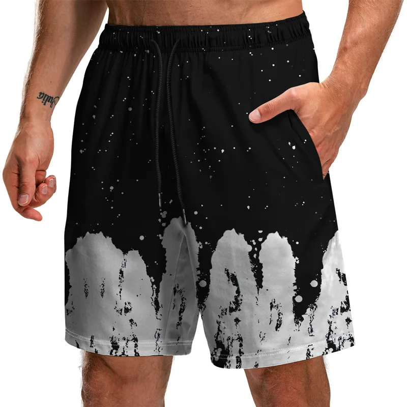 

2021 Summer New Color Matching Series 3D Printed Shorts Beach Pants Fashion Shorts Men