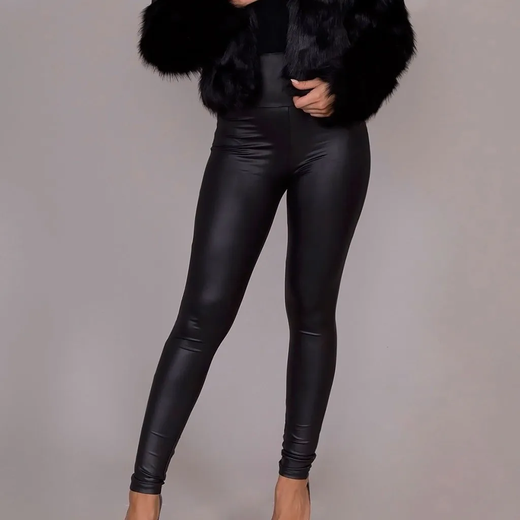 

Women Sexy Leggings Casual Pants Skinny Leather Pants Plus Size Solid Casual Trousers High Waist pantalon femme