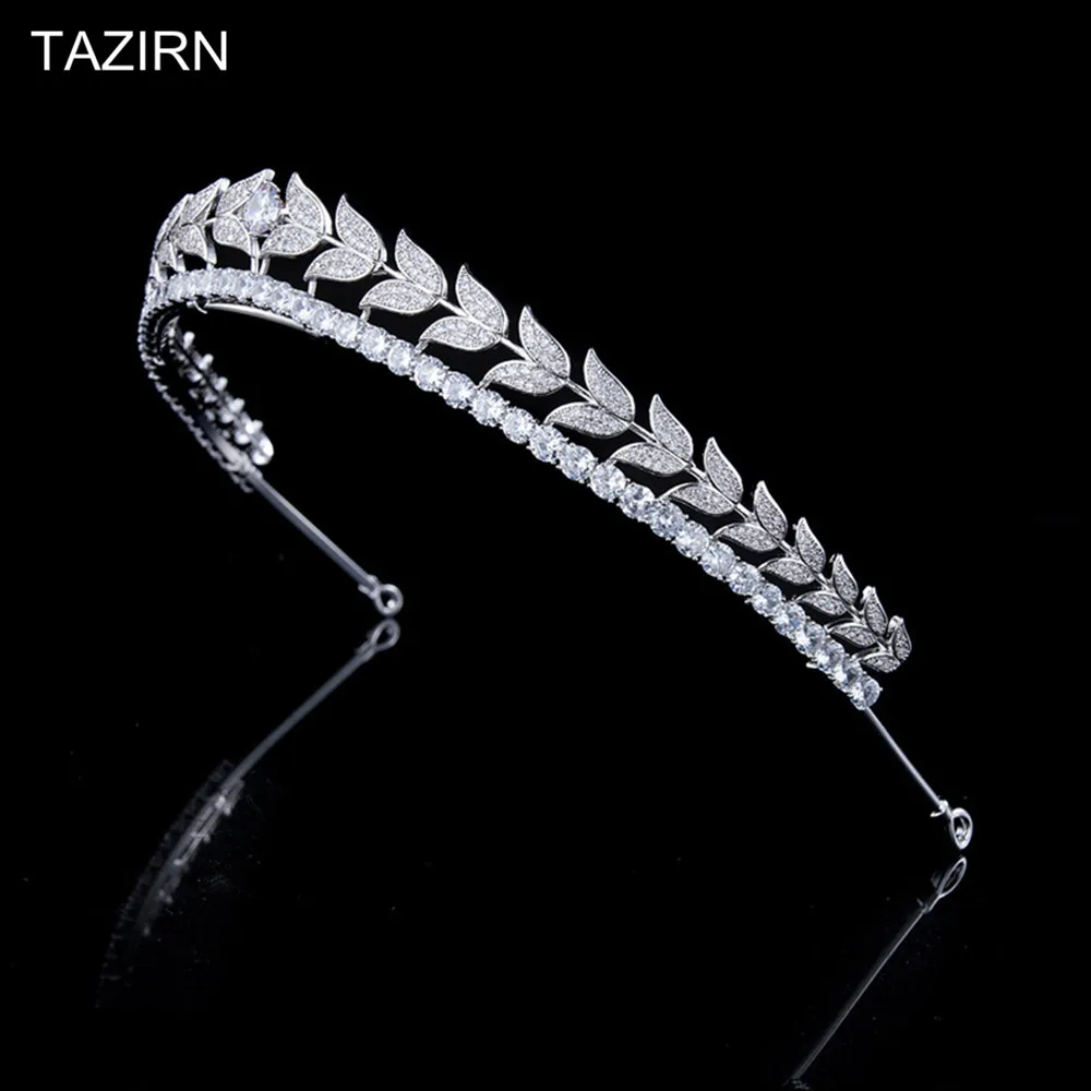 

Trendy Cubic Zirconia Headdress New Tiaras and Crowns CZ Small Bridal Wedding Headpiece Women Prom Hair Accessories Fine Gifts