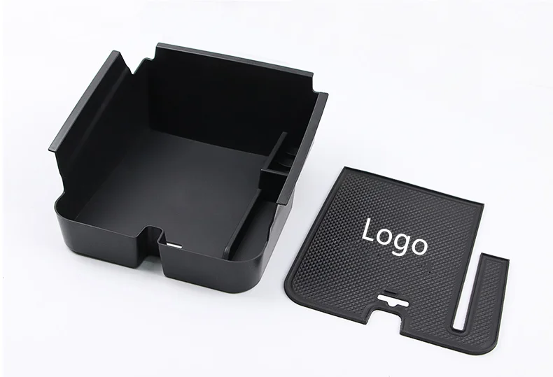 

ABS Car Armrest Box Storage Box Console with Mat for VW Touareg 2011-2019 Container Organizer Tray Interior Accessory