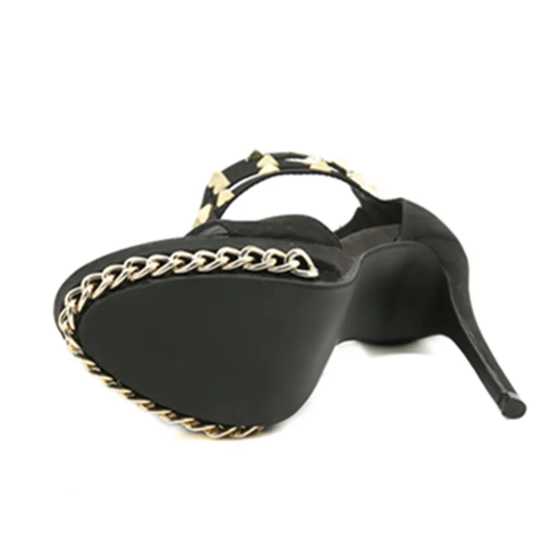 

2021 new European and American wicker chain decorated high-heeled women's sandals