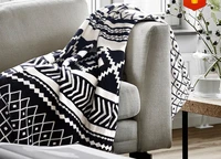 white black blanket knitted soft portable wearable sofa office nap throw blanket for adults thread yarn dyed geometric blanket