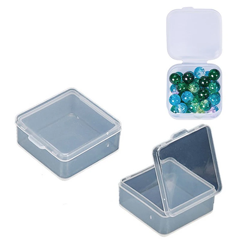 

10 шт., маленькие квадратные прозрачные пластиковые коробки для хранения ювелирных изделий