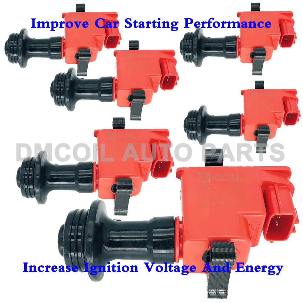 6 PCS RED HIGH VOLTAGE ENERGY IGNITION COIL FOR NISSAN SKYLINE R33 R34 GTR STAGEA CEDRIC GROLIA LAUREL LEOPARD 1994- 22433-25U00 |