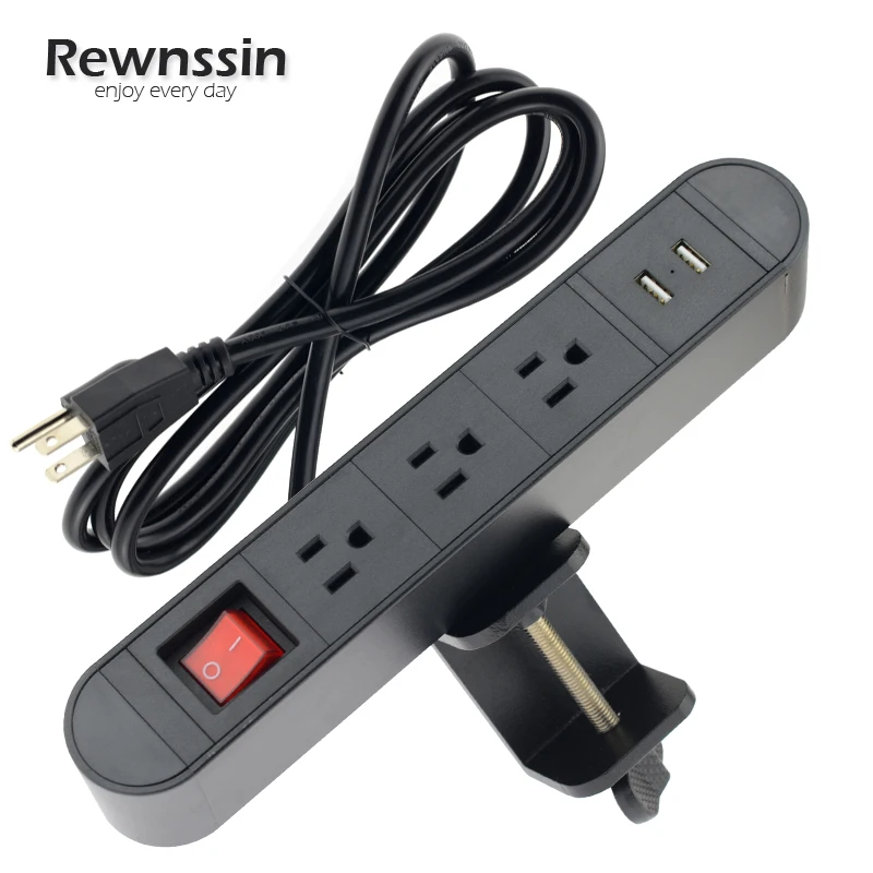 

US Outlet Desk Clamp Power Strip Desktop Power Strip With USB Desktop Edge Power Strip Removable Clamp Outlets Socket plug