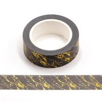new 1pc vintage black gold foil washi tape rice paper diy scrapbooking adhesive masking tape 1 5cm10m stationery
