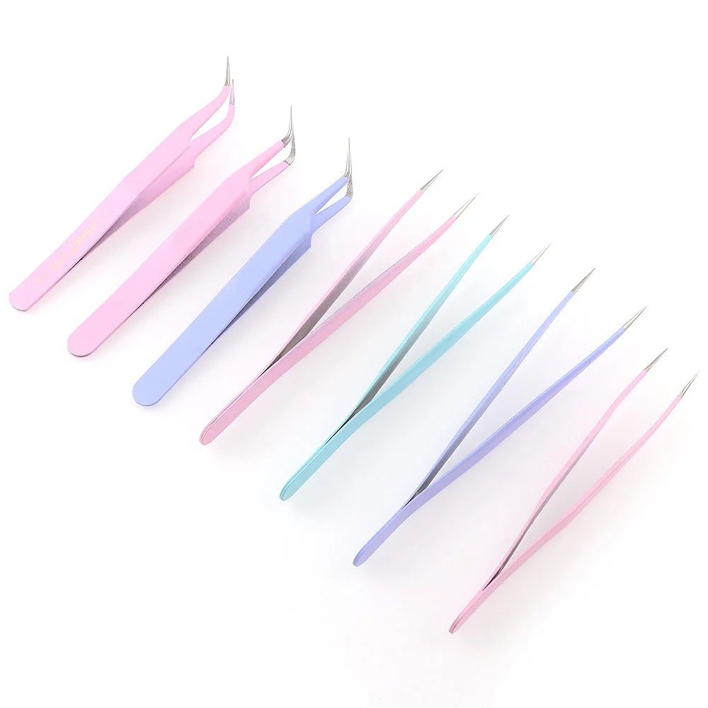 1 шт. Розовый зеленый нержавеющая сталь Изогнутый прямой пинцет Nail Art Gel Picking Tool DIY Jewelry Portable Makeup Tools Pinzette.