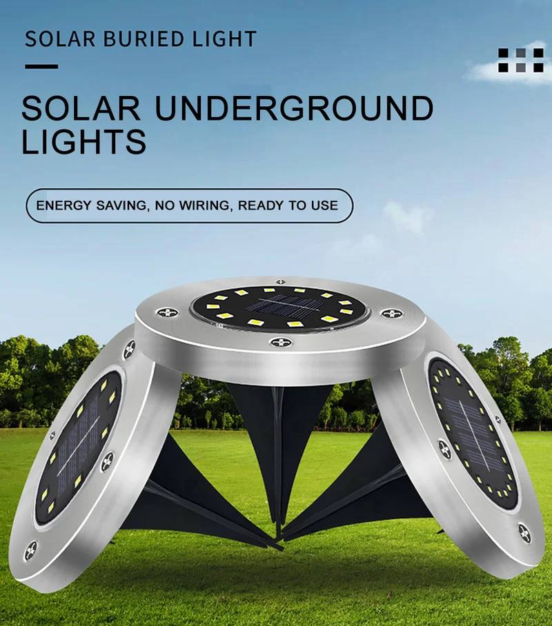 

New 12Pack Solar Garden Lights 20 LED Solar Ground Lights Waterproof Light Underground Sensing Landscape Lights for Lawn Pathway