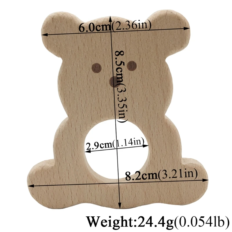 Handmade Baby Teethers Mom Feeding Natural Beech Wooden Teether Baby Chew Toy 24BE