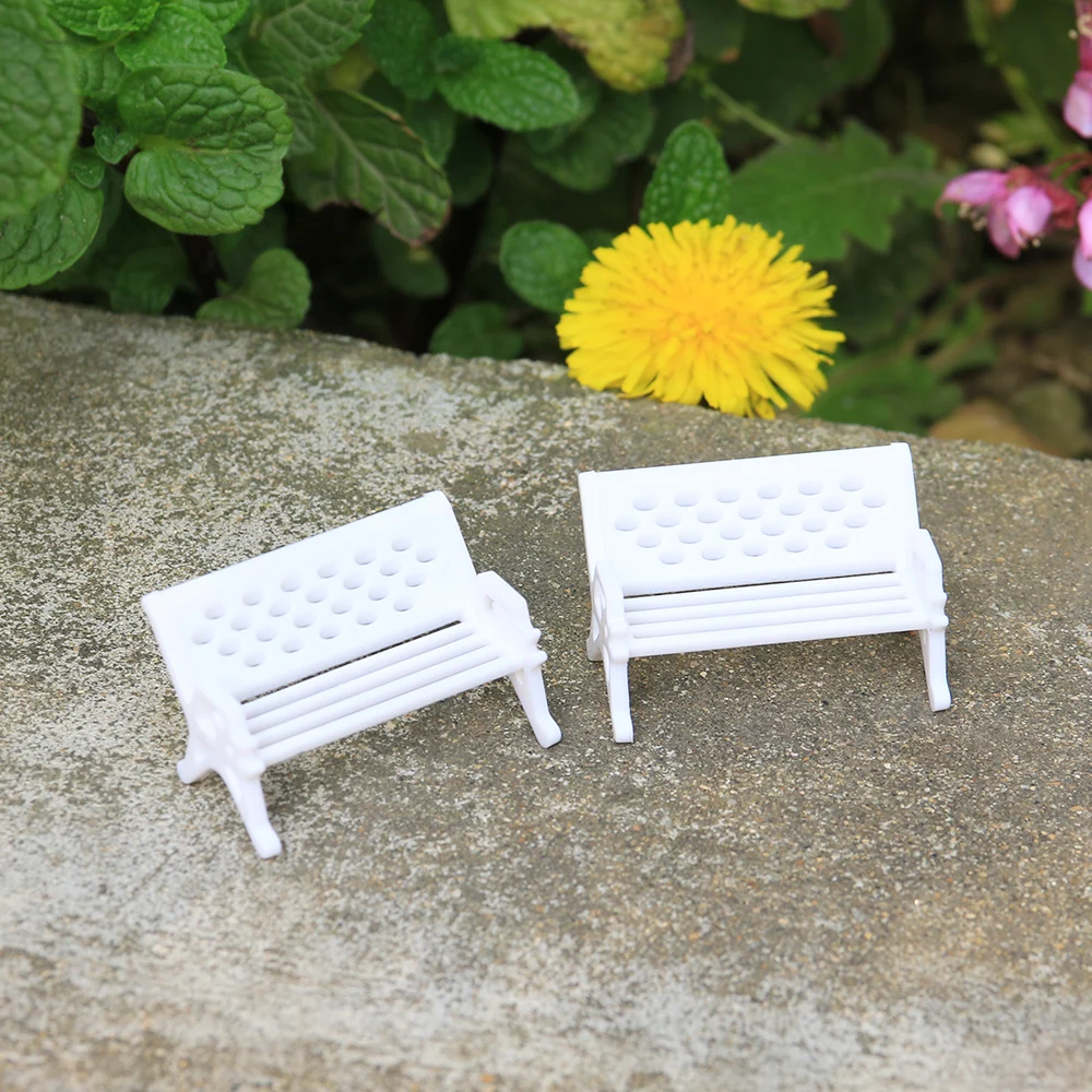 

1 Pair Park Chair Figurines Doll House Miniature Bench Micro Landscape Succulent Bonsai DIY Craft Home Decoration Accessories