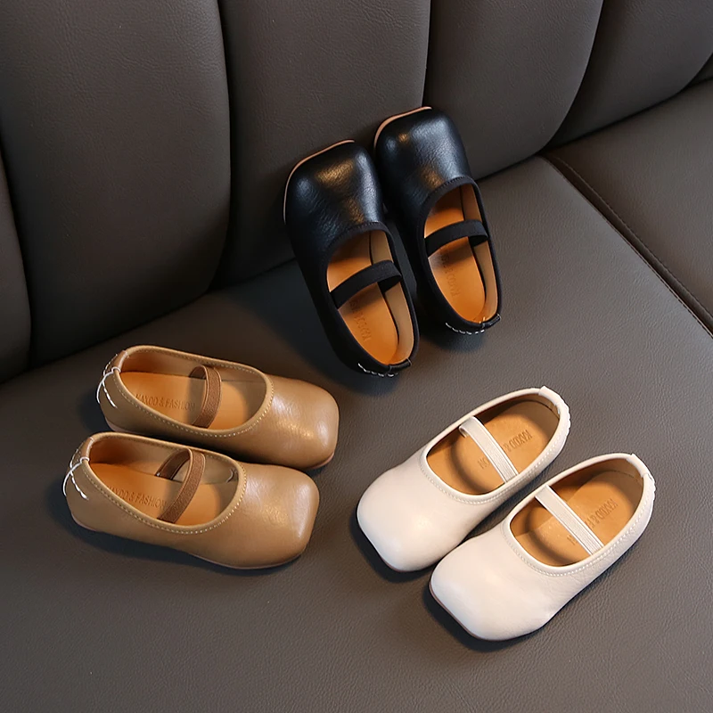 Детская кожаная обувь принцессы для девочек однотонная детская танцев на