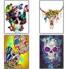 Набор для алмазной живописи 5d сделай сам, картина из квадратных и круглых страз, вышивка крестиком, 3D мультяшный череп, голова кости, анимация, домашний декор