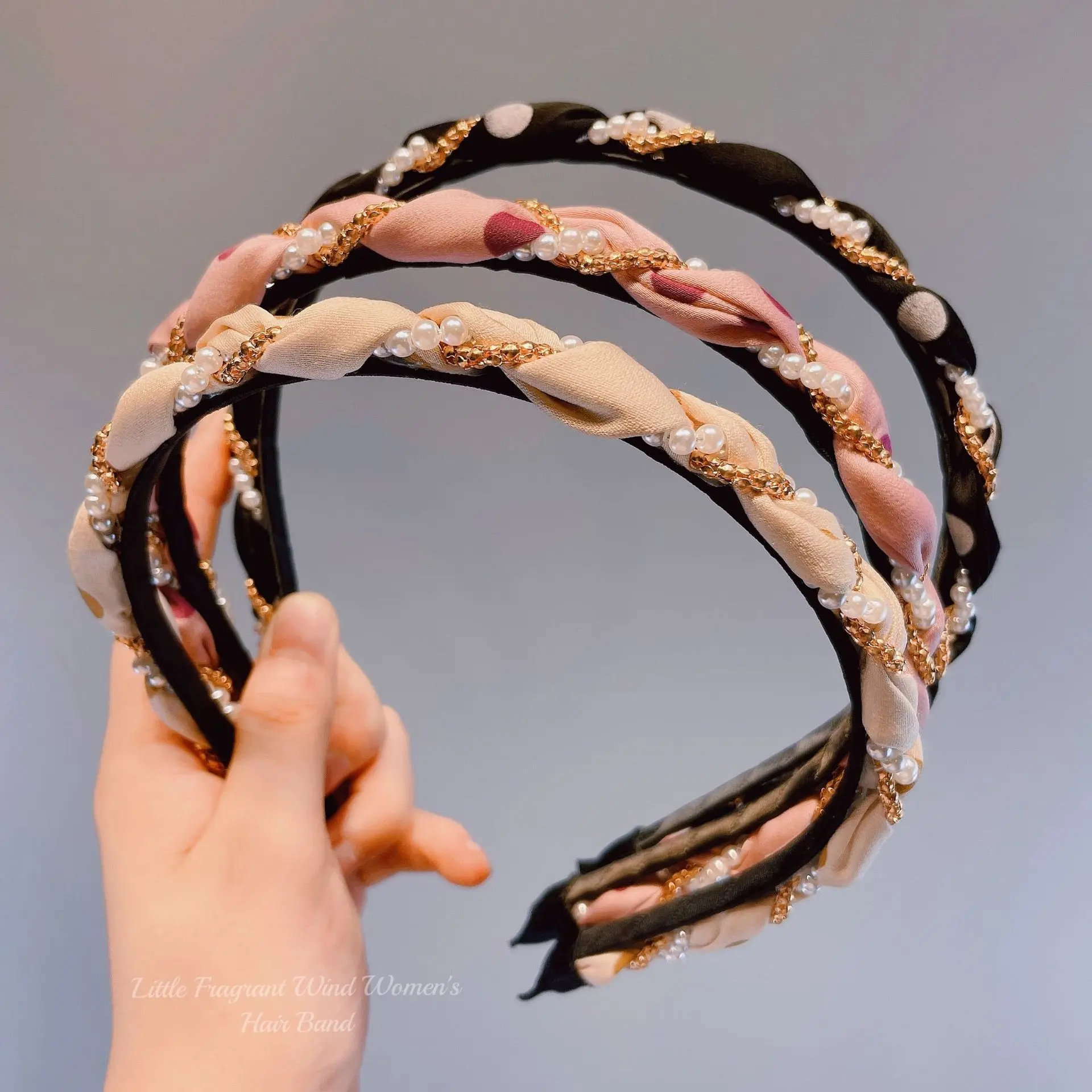 

Trendy Fashion Pearl Rhinestone Hairbands Elastic Flower Women Hair Hoop Bands Headband Bezel Girls Hair Accessories Headdress
