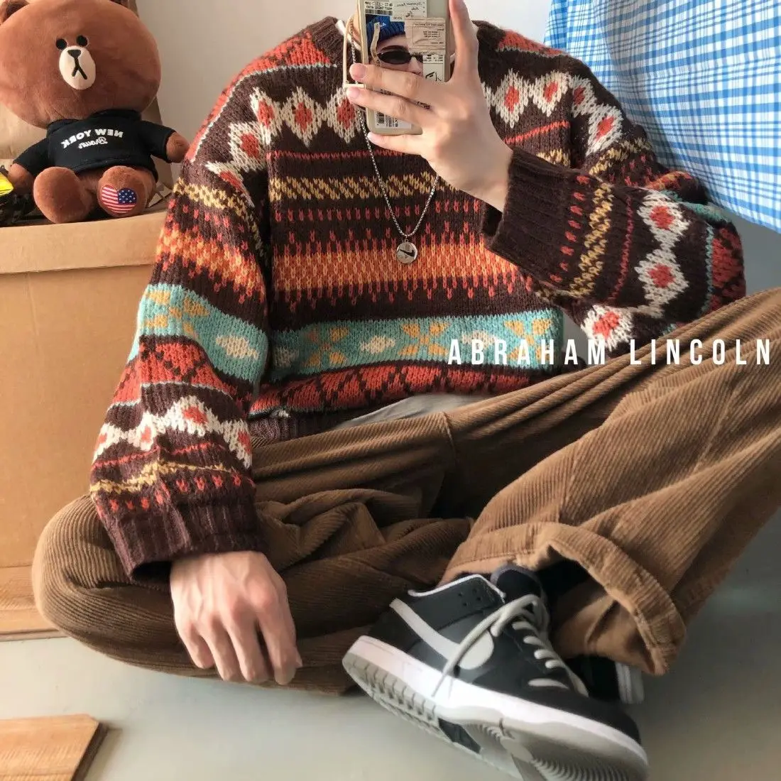 

Sweater men's loose casual round neck T-shirt