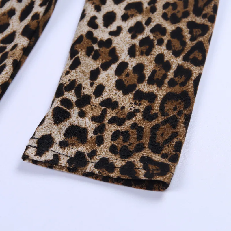 Hugcitar leopard print long sleeve hooded trench coats autumn winter women streetwear windbreak outfits