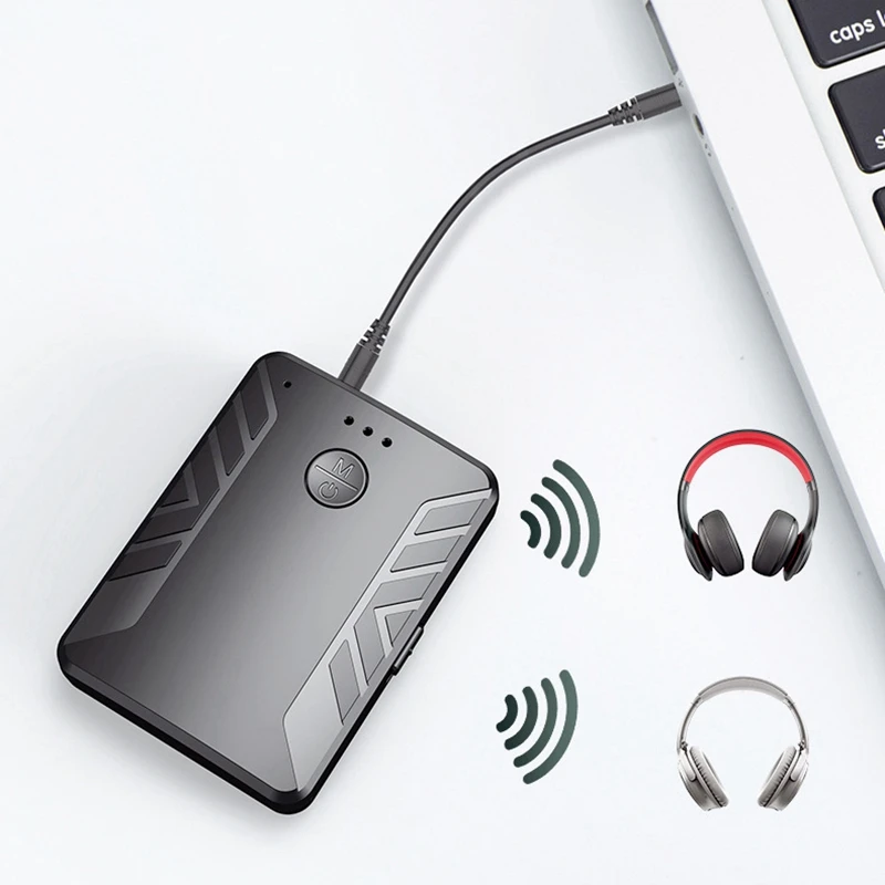 

Bluetooth Adapter Bluetooth Transmitter LCD Screen Display 2-In-1 Hands-Free Call Launch One for Two