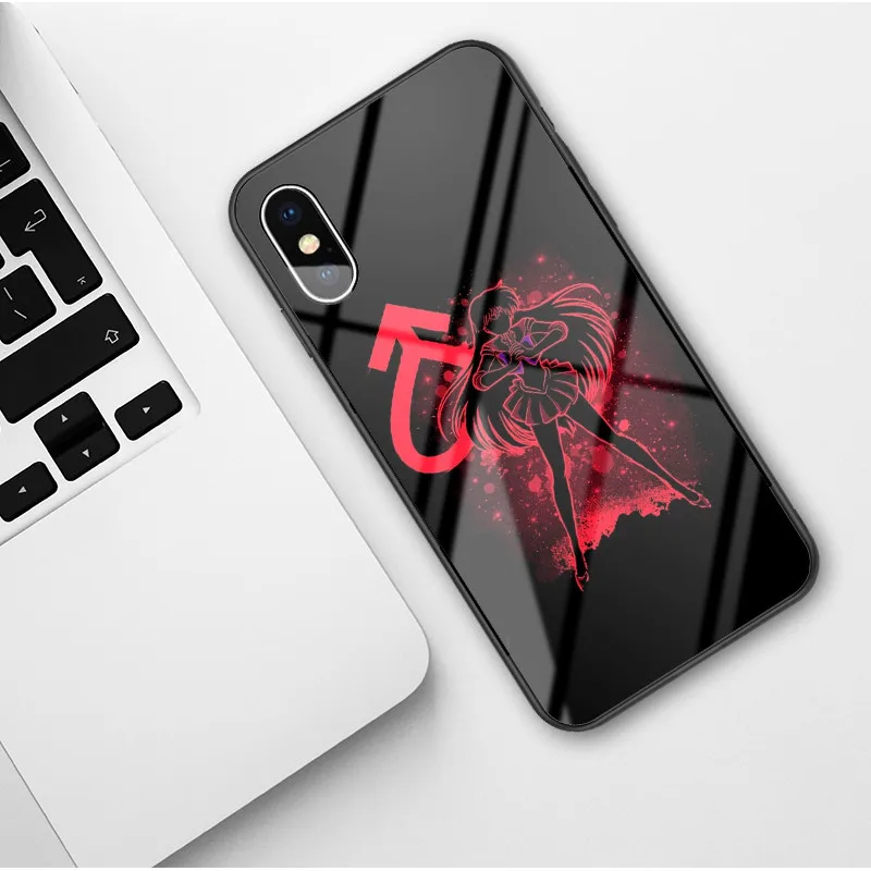 Glass shell Чехол для телефона Sailor Moon японского аниме Kawaii для iPhone XR 6 6S 7 8 Puls X XS MAX, чехлы из закаленного стекла, чехол для iPhone 11 Pro Max - Цвет: Glass shell