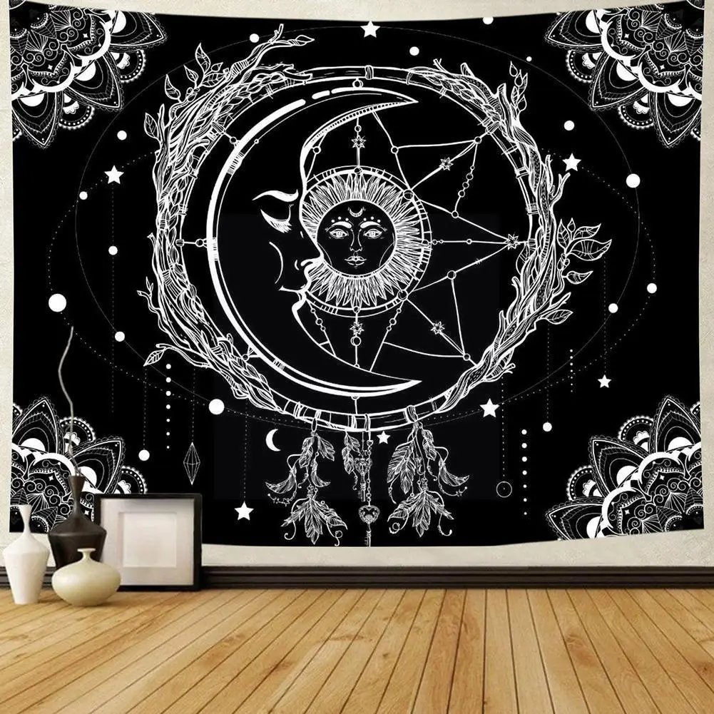Гобелен с Луной и белым черным солнцем домашний декор для спальни подвесные