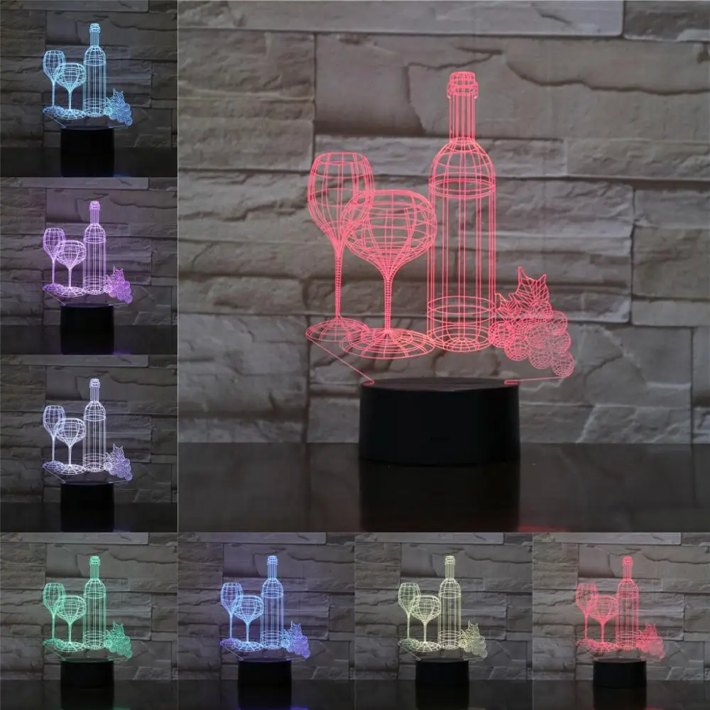 Домашняя 3D лампа для бутылки вина домашний шар камера Luminaria акриловая тарелка