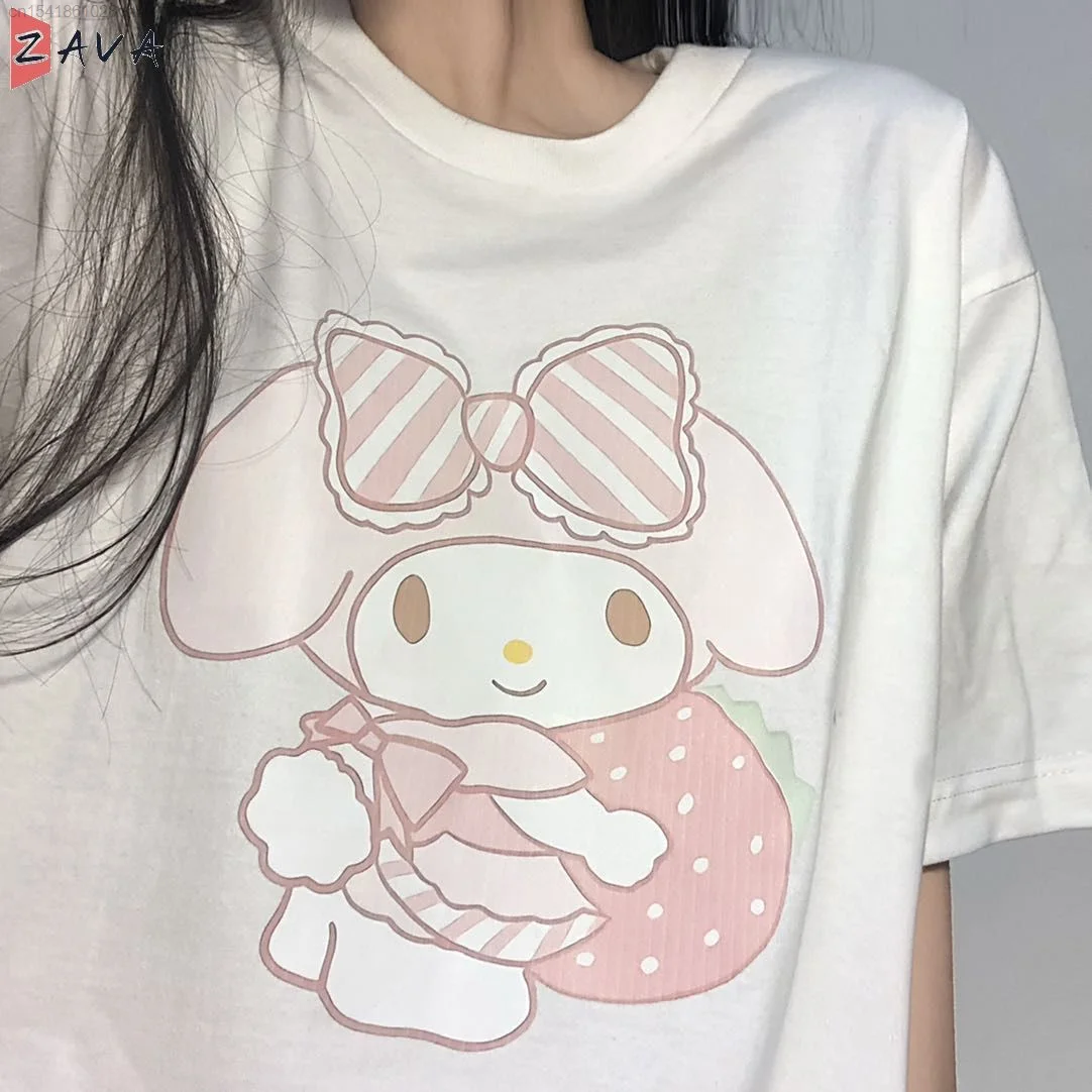 

Sanrio My Melody Print Cute Kawaii T-shirt Top Loose Cotton T Shirt Women Tees Y2k Tshirt Summer Korean Fashion Female Clothes