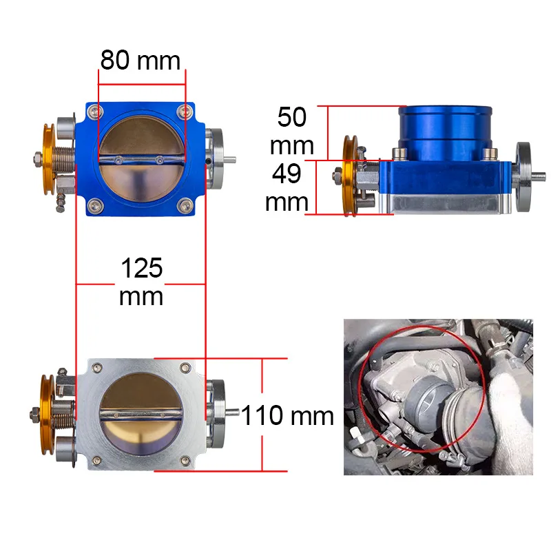 

80mm Throttle Body Performance Intake Manifold High Flow Intake Section